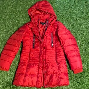 Rothschild Vibrant Red Hooded Puffer Jacket